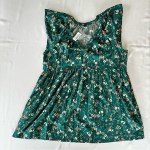 NWT Old Navy green floral cottage core boho tunic dress size XL petite